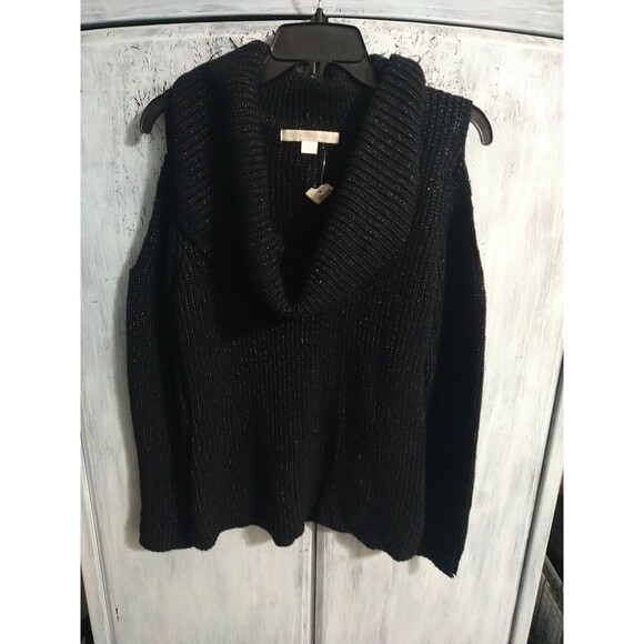 Boston Proper Cowl Neck Cold Shoulder Sweater Black Size Small Y2K Cozy - Picture 2 of 10